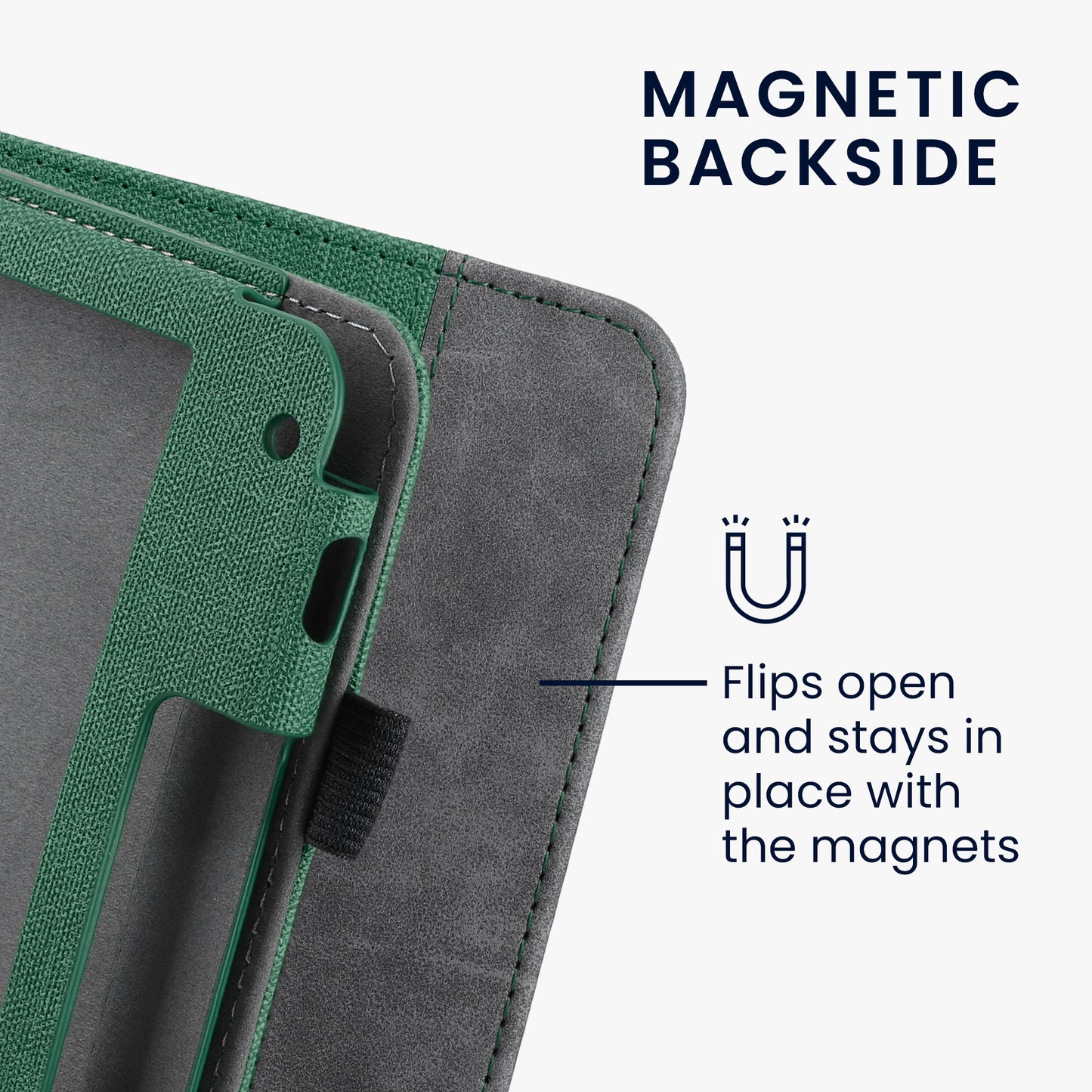 kwmobile Case Compatible with Tolino Vision 6 - Flip Case with Hand Strap - Faux Leather Cover - Dark Grey