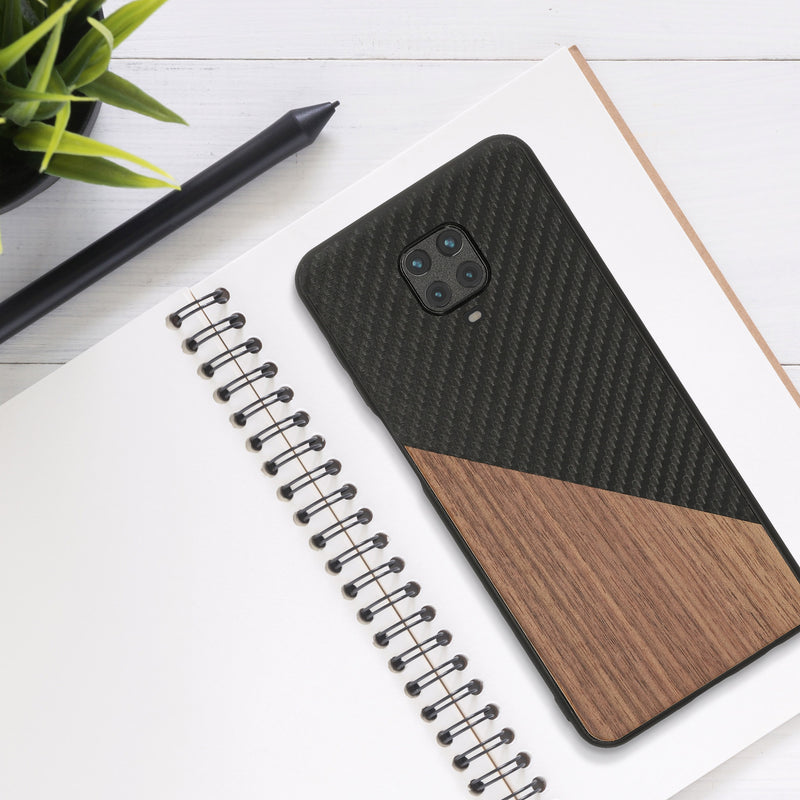 Xiaomi Redmi Note 9S / 9 Pro / 9 Pro Max Phone Case Wood and Carbon
