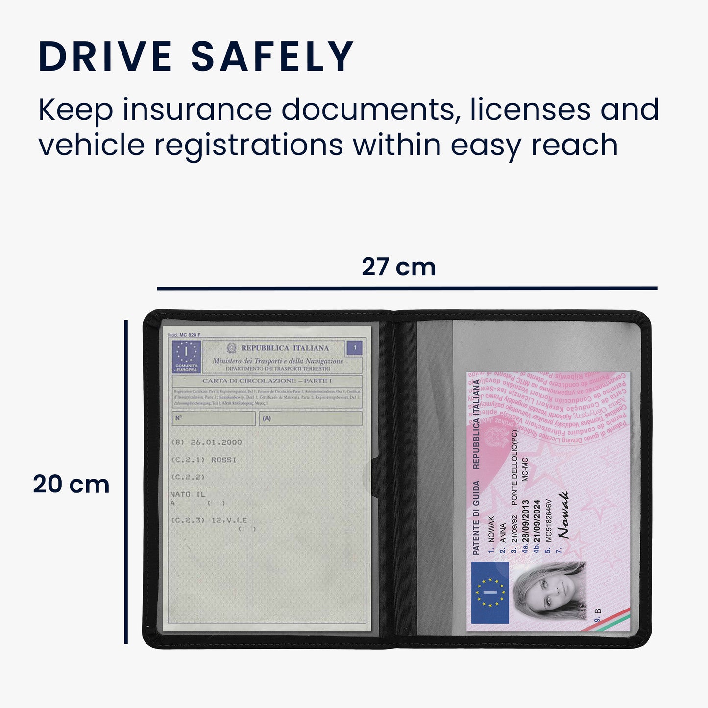 kwmobile Vehicle Registration Holder with Card Slots - Pouch for Italian Car Registration Document Driver's License