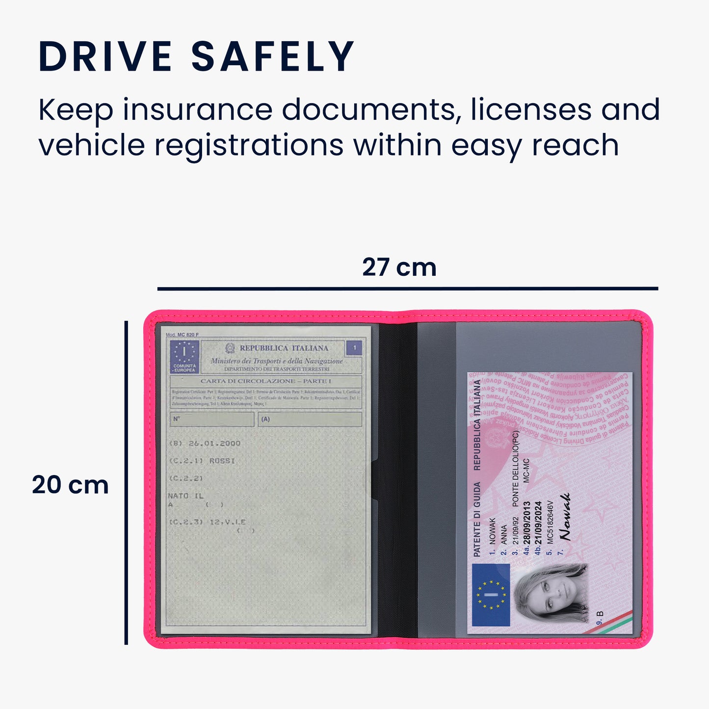 kwmobile Vehicle Registration Holder with Card Slots - Pouch for Italian Car Registration Document Driver's License