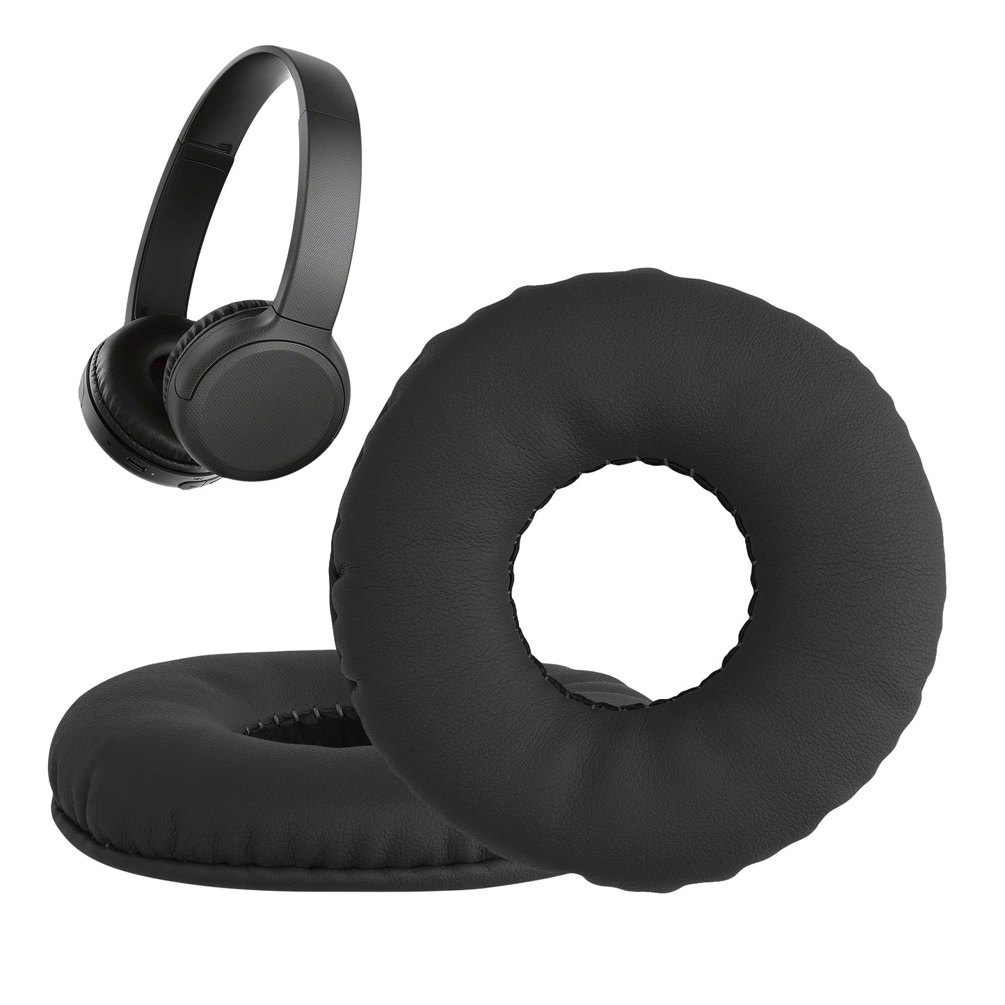 kwmobile 2x Ohr Polster für Sony WH-CH510 Ohrpolster - Ersatz Ohrpolster - Kopfhörer Ersatzteile - Kopfhörer Ersatzpolster für Over Ear Headphones Schwarz  