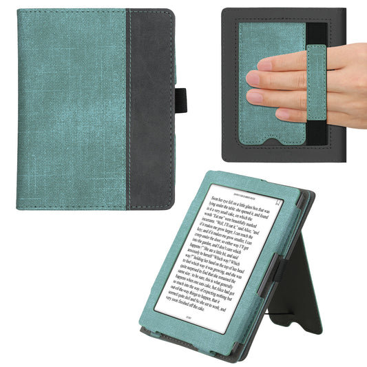 kwmobile Flip Hülle kompatibel mit Kobo Aura Edition 1 - Handschlaufe - Cover Mintgrün Dunkelgrau Mintgrün  