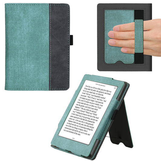 kwmobile Flip Case compatible with Kobo Aura Edition 2 - Hand Strap - Cover Dark Grey