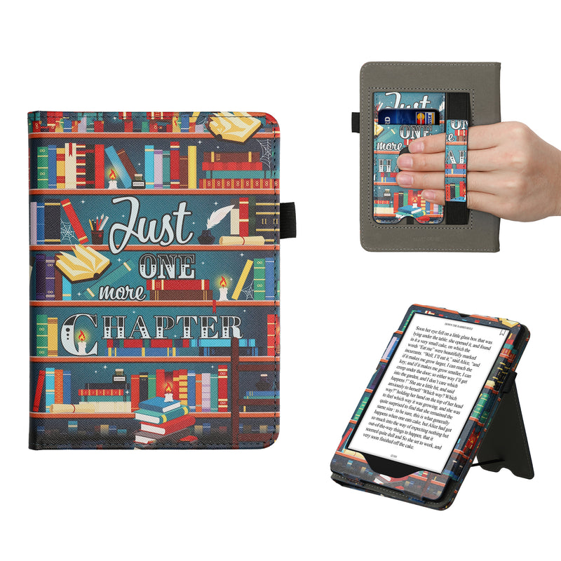 kwmobile Klapphülle kompatibel mit Amazon Kindle Paperwhite 11. Generation 2021 Hülle - Flipcase für Kindle Paperwhite Hülle mit Handschlaufe - Bibliothek Motto Mehrfarbig  [dsg02]
