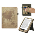 kwmobile Klapphülle kompatibel mit Amazon Kindle Paperwhite 11. Generation 2021 Hülle - Flipcase für Kindle Paperwhite Hülle mit Handschlaufe - Travel Vintage Braun  [dsg06]