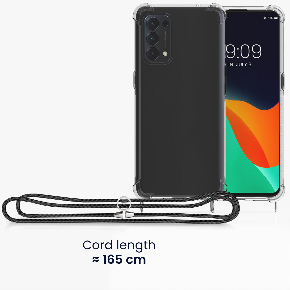Oppo Find X3 Lite Silicone Necklace Phone Case Clear