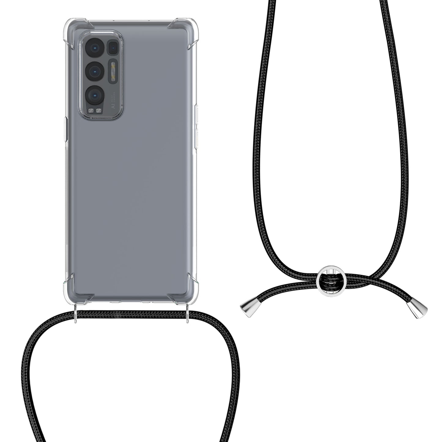 kwmobile Necklace Case compatible with Oppo Find X3 Neo Cover Silicone Case with Lanyard Cord Phone Case