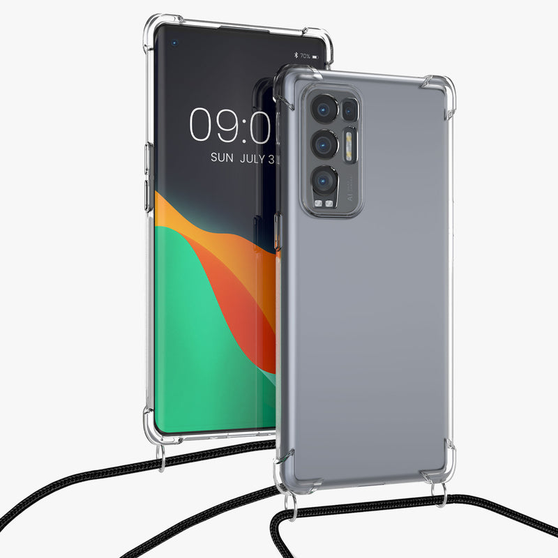 kwmobile Necklace Case compatible with Oppo Find X3 Neo Cover Silicone Case with Lanyard Cord Phone Case