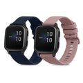 kwmobile 2x Uhrenarmband für Garmin Venu Sq Music / Sq Armband - Fitnesstracker Band Set aus TPU Silikon - Ersatzarmband Smartwatch - Dunkelblau Altrosa Dunkelblau  [dsg08]