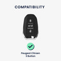 Peugeot Citroen 3-Button Smartkey (Keyless Go only) TPU Car Key Cover White Marble