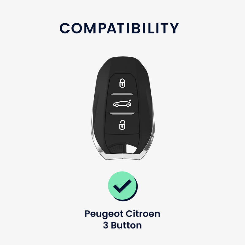Peugeot Citroen 3-Button Smartkey (Keyless Go only) TPU Car Key Cover White Marble