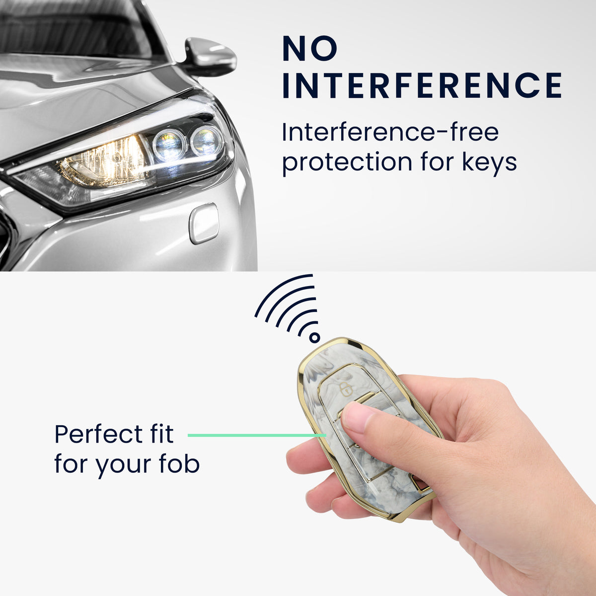Peugeot Citroen 3-Button Smartkey (Keyless Go only) TPU Car Key Cover White Marble