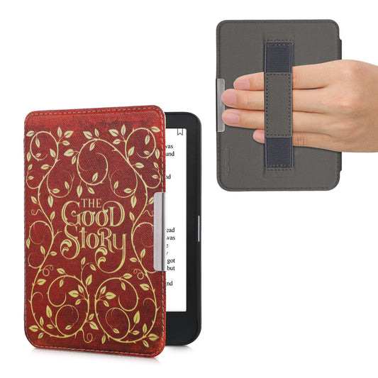 kwmobile Schutzhülle für Kobo Clara HD Hülle - eReader Flip Case mit Handschlaufe und Auto Sleep Funktion - Buchcover Good Story mit Gelb Orange Rot Gelb  [dsg06]