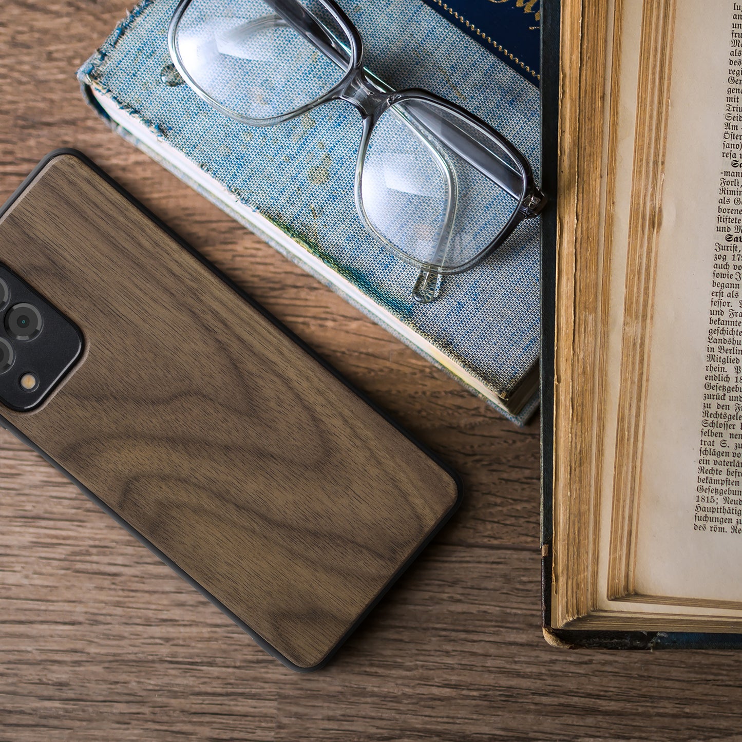 Wooden Case with TPU Bumper for Samsung Galaxy M53 5G Walnut Wood