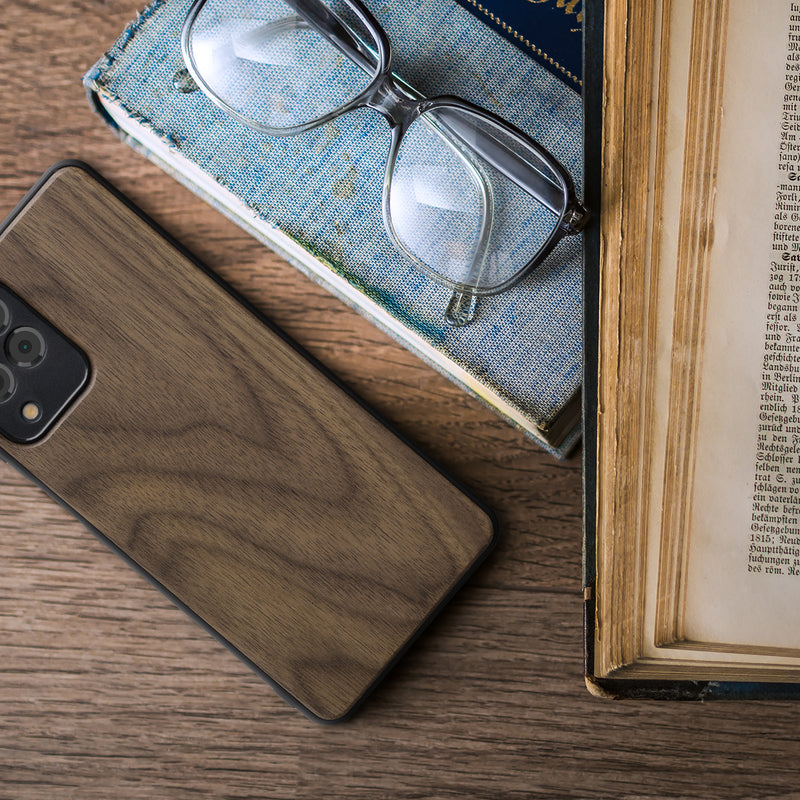 Wooden Case with TPU Bumper for Samsung Galaxy M53 5G Walnut Wood