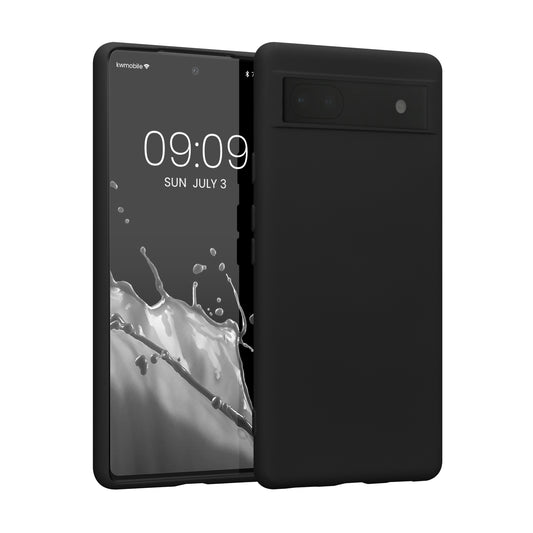 kwmobile Hülle kompatibel mit Google Pixel 6a Hülle - gummierte TPU Silikon Handyhülle - Schutzhülle für kabelloses Laden - Case in Schwarz Schwarz  