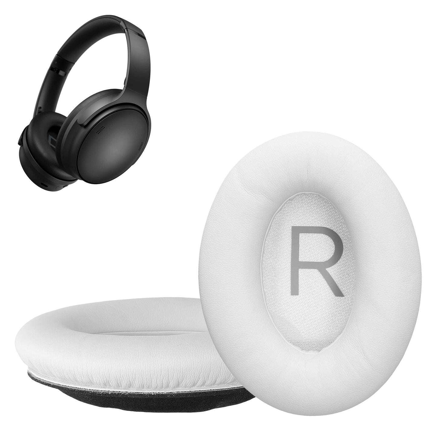 kwmobile 2x Ohr Polster für Bose QuietComfort 45 / QC45 / SC Ohrpolster - Ersatz Ohrpolster - Kopfhörer Ersatzteile - Kopfhörer Ersatzpolster für Over Ear Headphones Weiß  