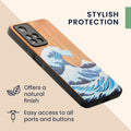 Wooden Hard Case with TPU Bumper for Xiaomi Redmi Note 11 Pro+ 5G / Note 11 Pro Plus 5G Wood Japanese Wave