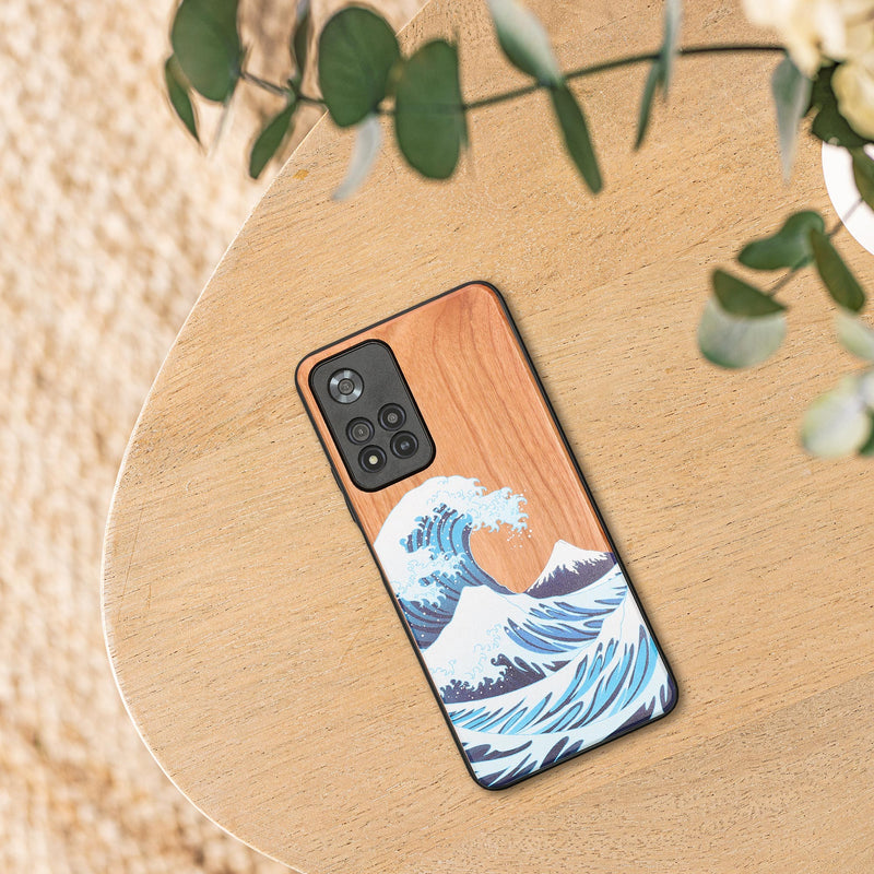 Wooden Hard Case with TPU Bumper for Xiaomi Redmi Note 11 Pro+ 5G / Note 11 Pro Plus 5G Wood Japanese Wave