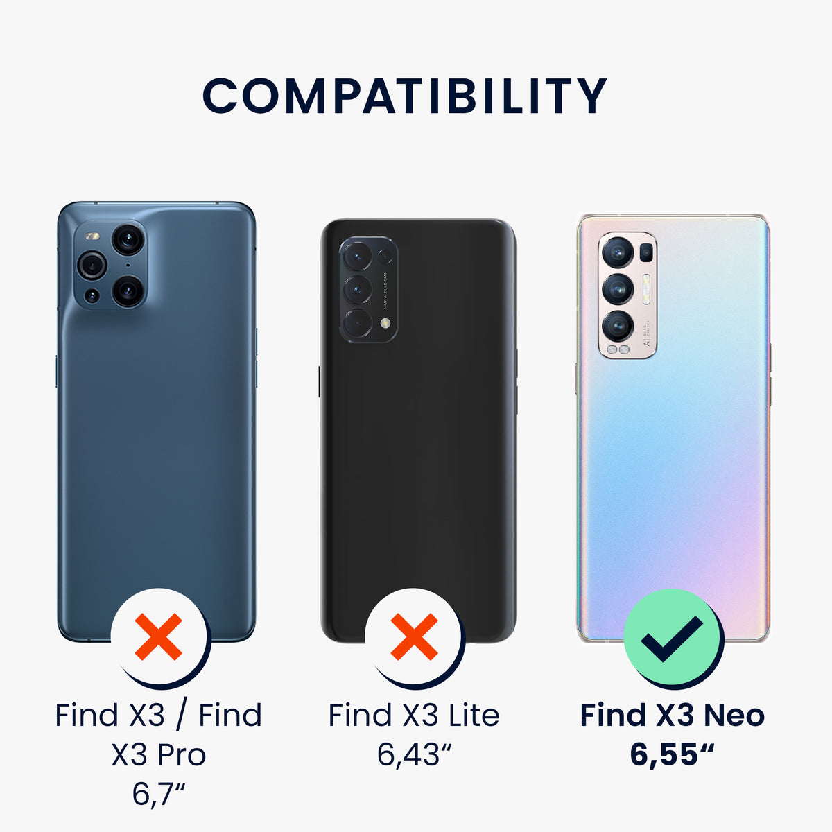 kwmobile Necklace Case compatible with Oppo Find X3 Neo - Cover with Lanyard - Silicone Protective Case