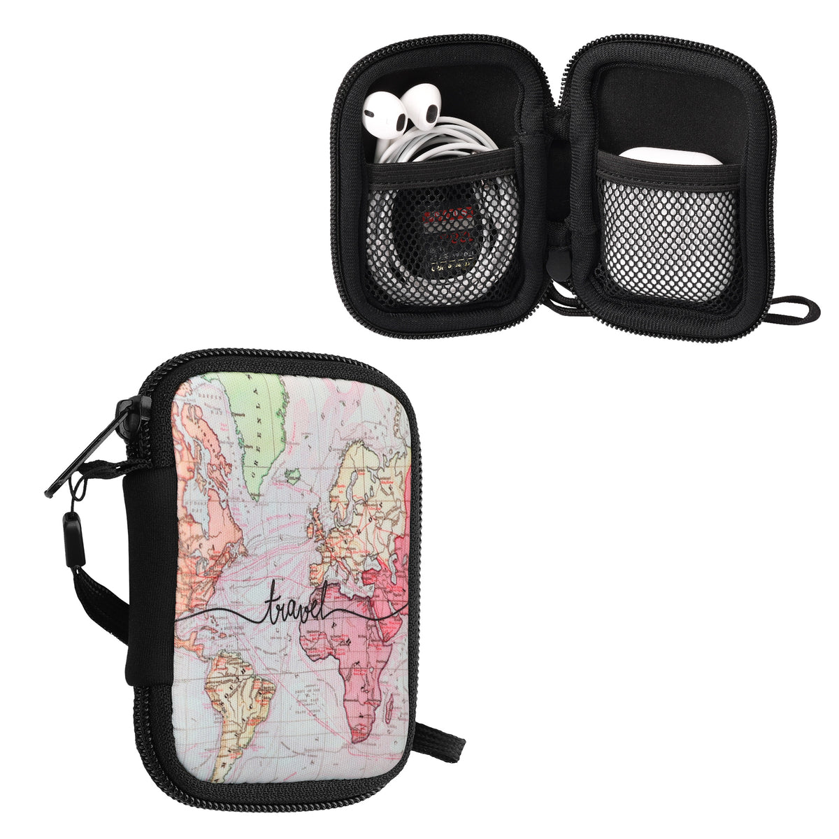 kwmobile In-Ear Kopfhörer Tasche kompatibel mit in-ear Headphones - Hülle Neopren Cover Case - Innenmaße - Etui in Schwarz Mehrfarbig Schwarz  [dsg13]