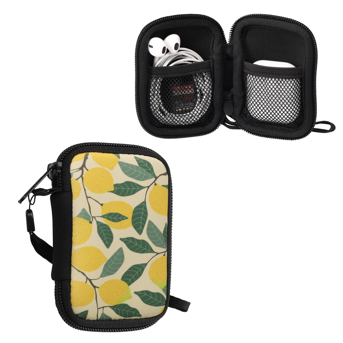kwmobile In-Ear Kopfhörer Tasche kompatibel mit in-ear Headphones - Hülle Neopren Cover Case - Innenmaße - Etui in Gelb Grün Beige Gelb  [dsg14]