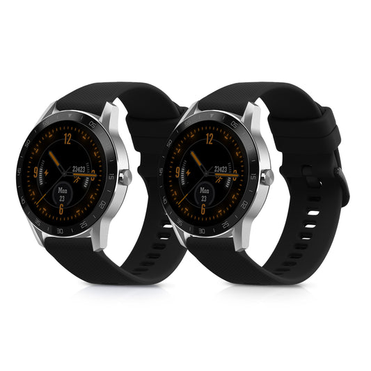 kwmobile 2x Uhrenarmband für Blackview X1 Smartwatch Armband - Fitnesstracker Band Set aus TPU Silikon - Ersatzarmband Smartwatch - Schwarz Schwarz Schwarz  [dsg04]