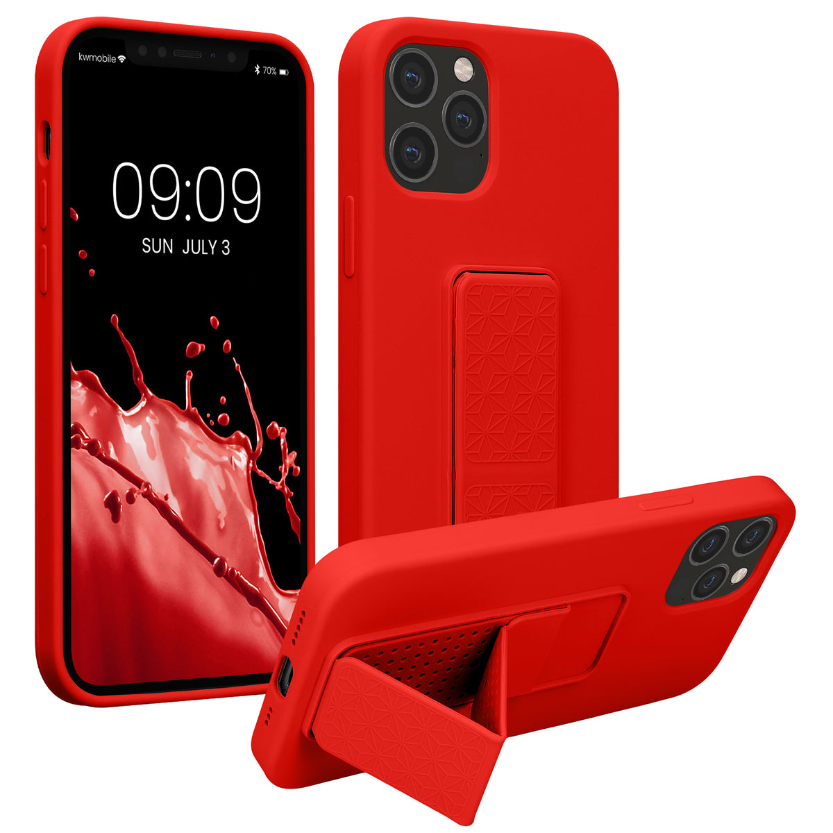 iPhone 12 / iPhone 12 Pro Silicone Phone Case with Finger Holder and Stand