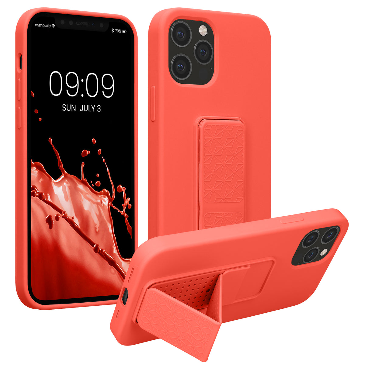 iPhone 12 / iPhone 12 Pro Silicone Phone Case with Finger Holder and Stand