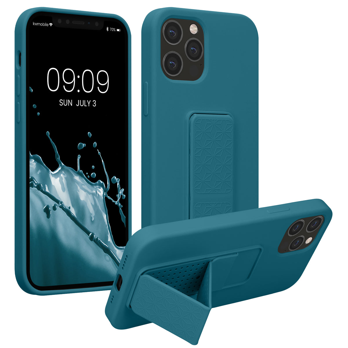 iPhone 12 / iPhone 12 Pro Silicone Phone Case with Finger Holder and Stand