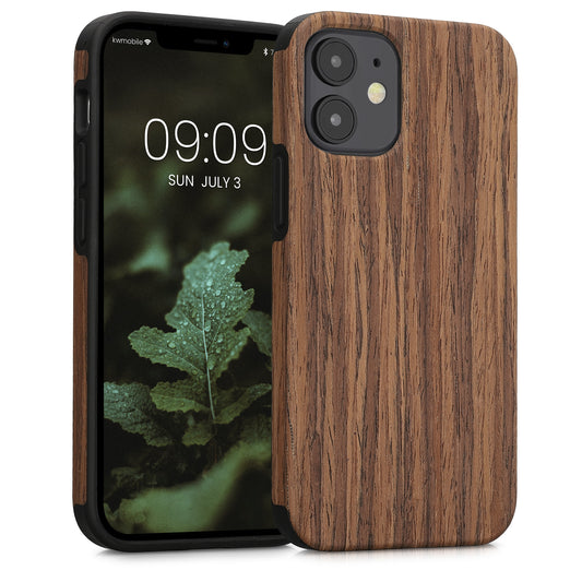kwmobile Case Compatible with Apple iPhone 12 mini Back Cover Wood Grain
