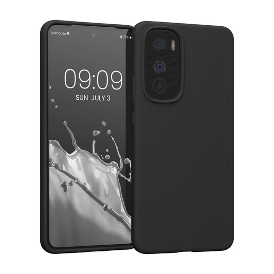 kwmobile Handyhülle für Motorola Edge 30 Hülle - Case Silikon - Kabelloses Laden - Schutzhülle Cover in Schwarz Schwarz  