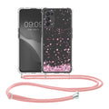 kwmobile Necklace Case compatible with Oppo Find X3 Lite Cover Silicone Case with Lanyard Cherry Blossom Petals