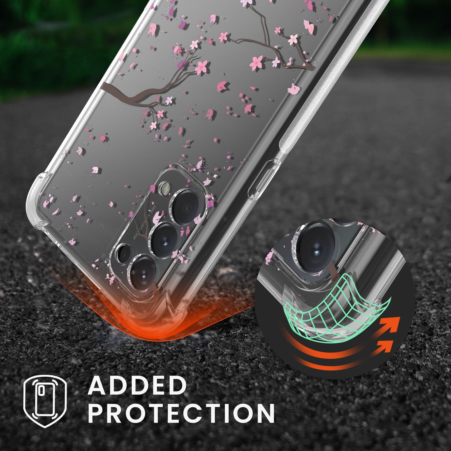 kwmobile Necklace Case compatible with Oppo Find X3 Lite Cover Silicone Case with Lanyard Cherry Blossom Petals