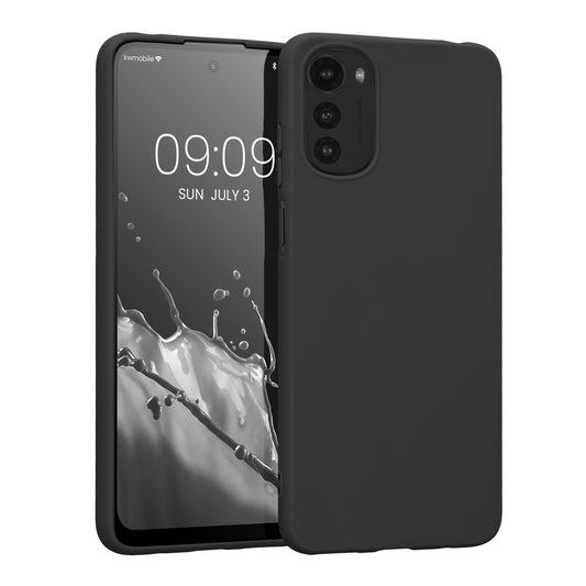 kwmobile Handyhülle für Motorola Moto E32 Hülle - TPU Case - Kabelloses Laden - Schutzhülle Cover in Schwarz matt Schwarz matt  