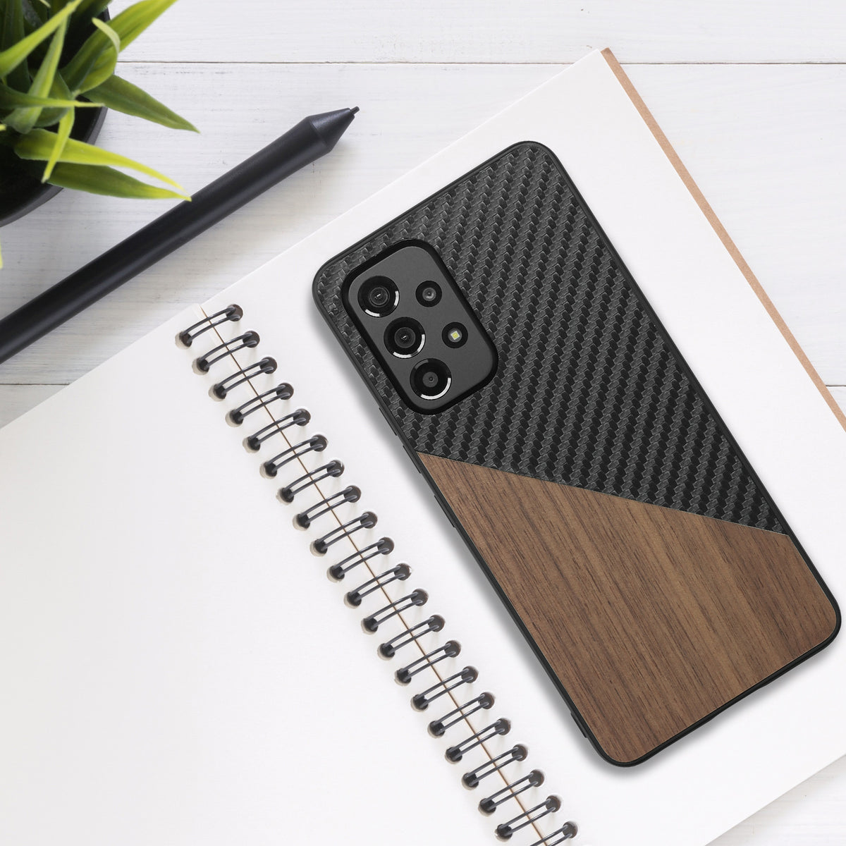 Samsung Galaxy A53 5G Phone Case Walnut Wood Carbon