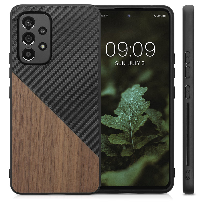 Samsung Galaxy A53 5G Phone Case Walnut Wood Carbon