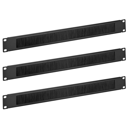 kwmobile 3x 19 Zoll Server Rack Abdeckung - Bürsten Kabelöffnung für 19" Serverracks - Serverschrank Netzwerkschrank Kabelmanagement Kabelführung Schwarz  