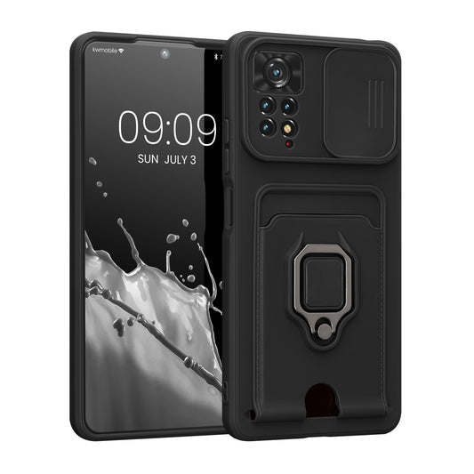 kwmobile Handyhülle kompatibel mit Xiaomi Redmi Note 11 Pro / Note 11 Pro (5G) / Note 12 Pro (4G) - Softcase mit Kameraschutz - Kartenfach - Schwarz Schwarz  