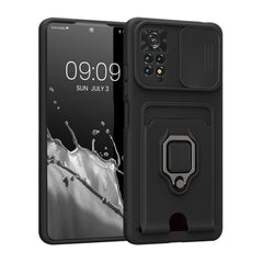 Silicone Phone Case with Card Slot Camera Cover and Stand for Xiaomi Redmi Note 11 Pro / Note 11 Pro (5G) / Note 12 Pro (4G)
