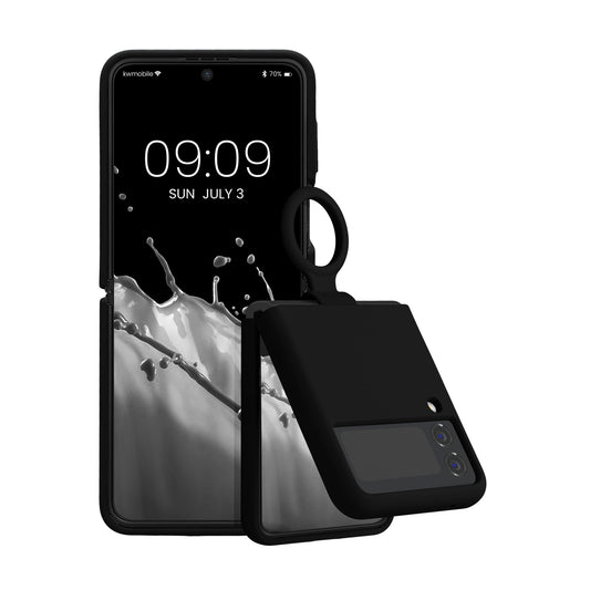 kwmobile Flip Soft Case kompatibel mit Samsung Galaxy Z Flip4 - Silikon Hülle für Foldable Handy - Handyhülle in Schwarz Schwarz  