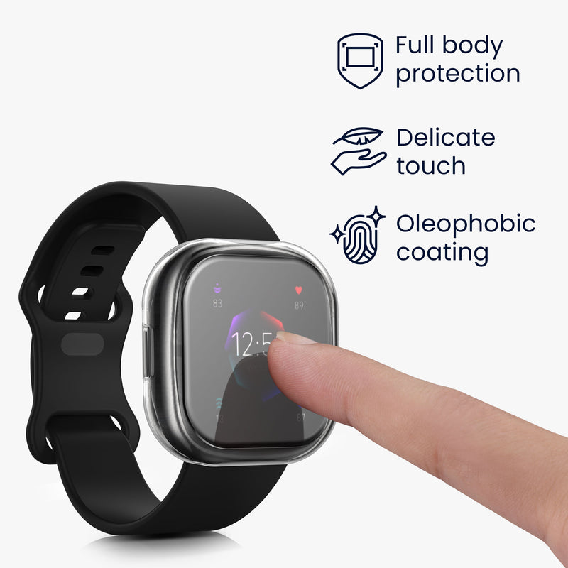 kwmobile Silicone Case for Fitbit Versa 4 / Sense 2 Protective Fullbody Display Cover Set