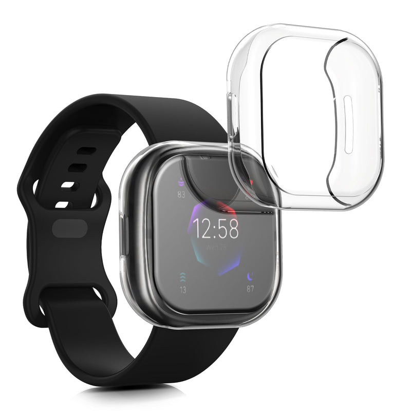 kwmobile Silicone Case for Fitbit Versa 4 / Sense 2 Protective Fullbody Display Cover Set