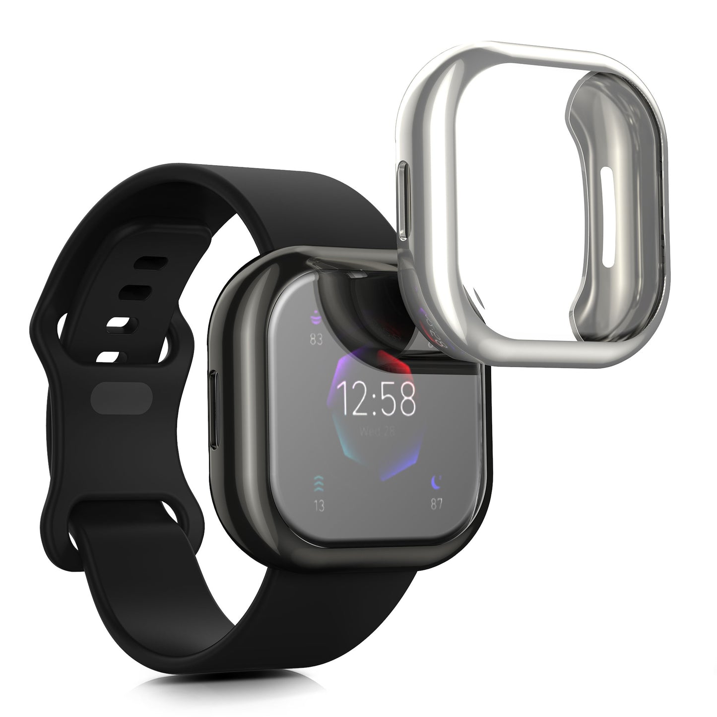 kwmobile Silicone Case for Fitbit Versa 4 / Sense 2 Protective Fullbody Display Cover Set