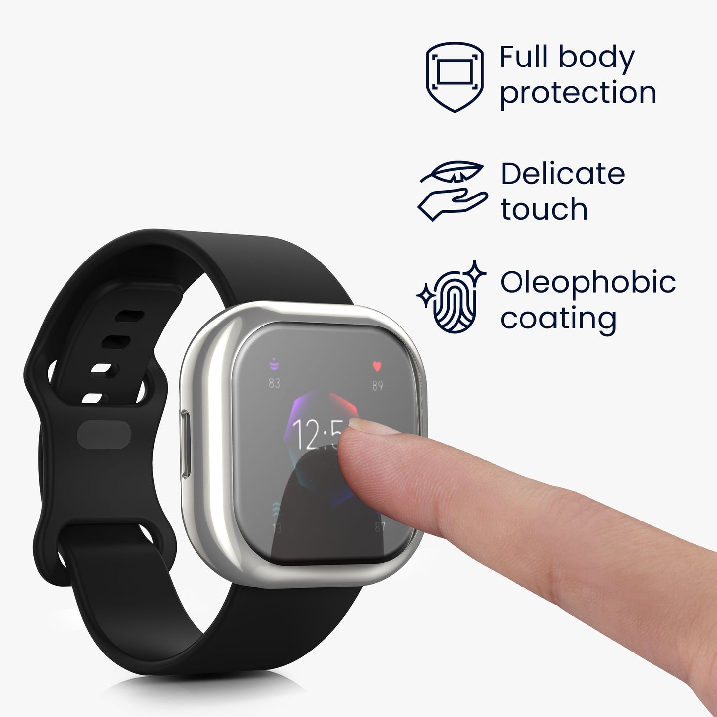 kwmobile Silicone Case for Fitbit Versa 4 / Sense 2 Protective Fullbody Display Cover Set