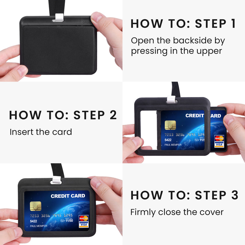 kwmobile ID Card Holder Set Hardcase Card Protector with Lanyard ID Card Sleeve
