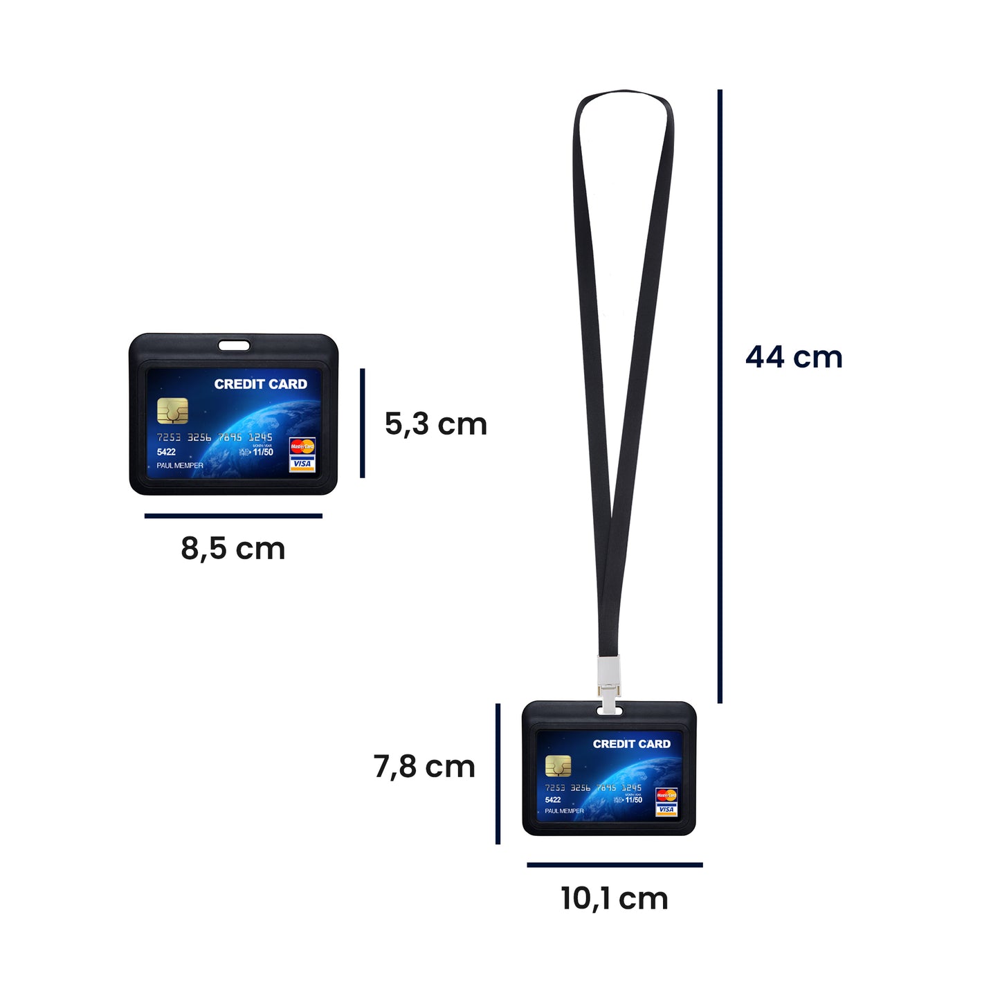 kwmobile ID Card Holder Set Hardcase Card Protector with Lanyard ID Card Sleeve