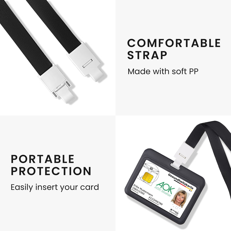 kwmobile ID Card Holder Set Hardcase Card Protector with Lanyard ID Card Sleeve