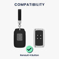 kwmobile Car Key Fob Cover made of Faux Leather compatible with Renault 4-Button Smartkey (Keyless Go only) - Key Fob Case - Cover