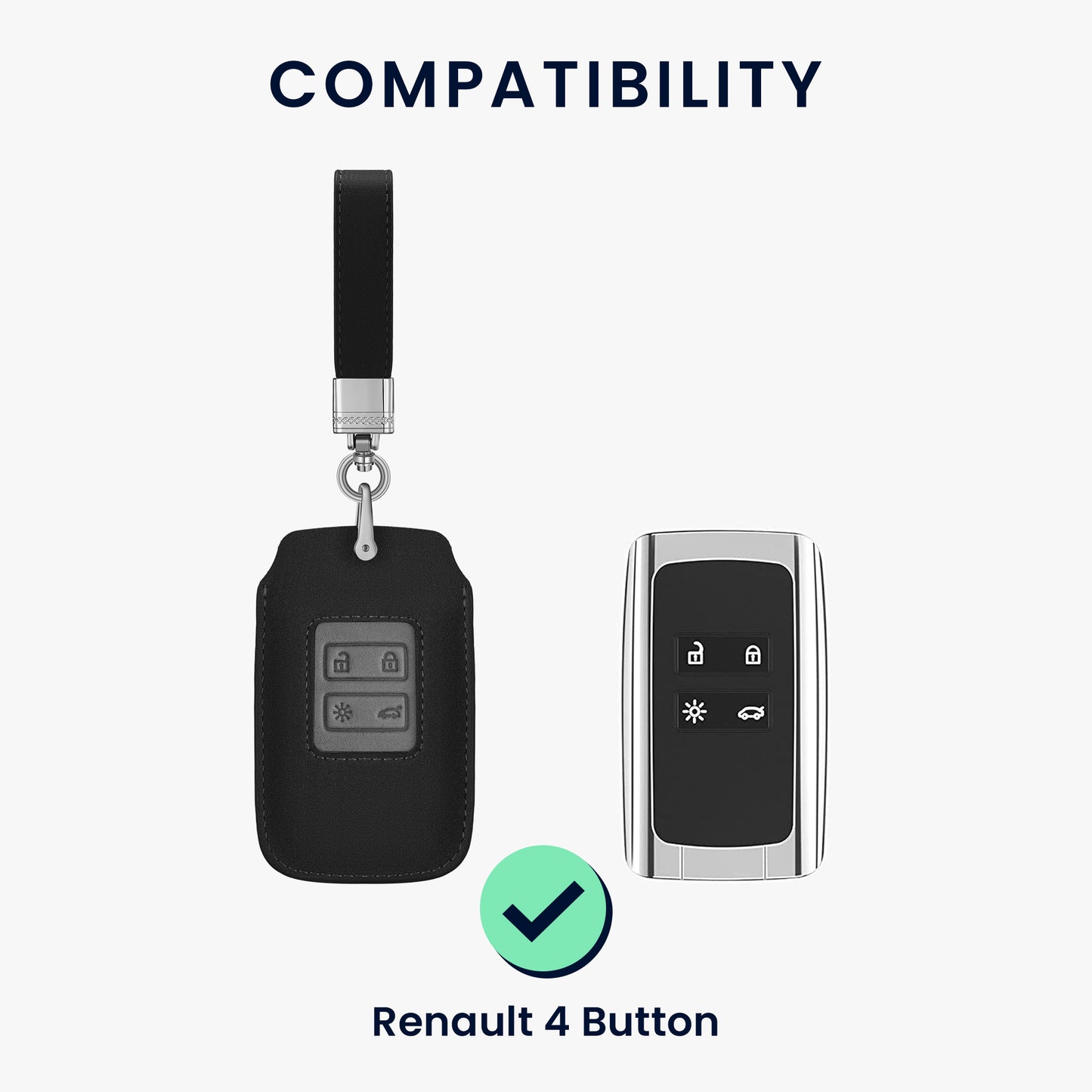 kwmobile Car Key Fob Cover made of Faux Leather compatible with Renault 4-Button Smartkey (Keyless Go only) - Key Fob Case - Cover
